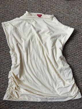 GUESS Sleeveless Ruched Side Tank Top - Cream